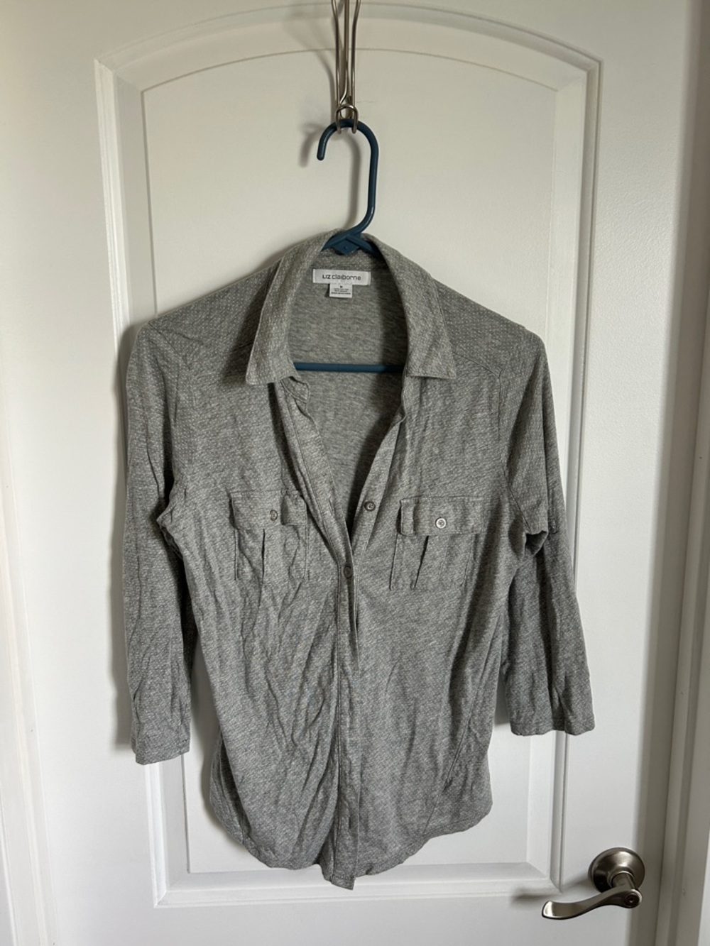 Liz Claiborne Gray Lightweight Button-Front Jacket